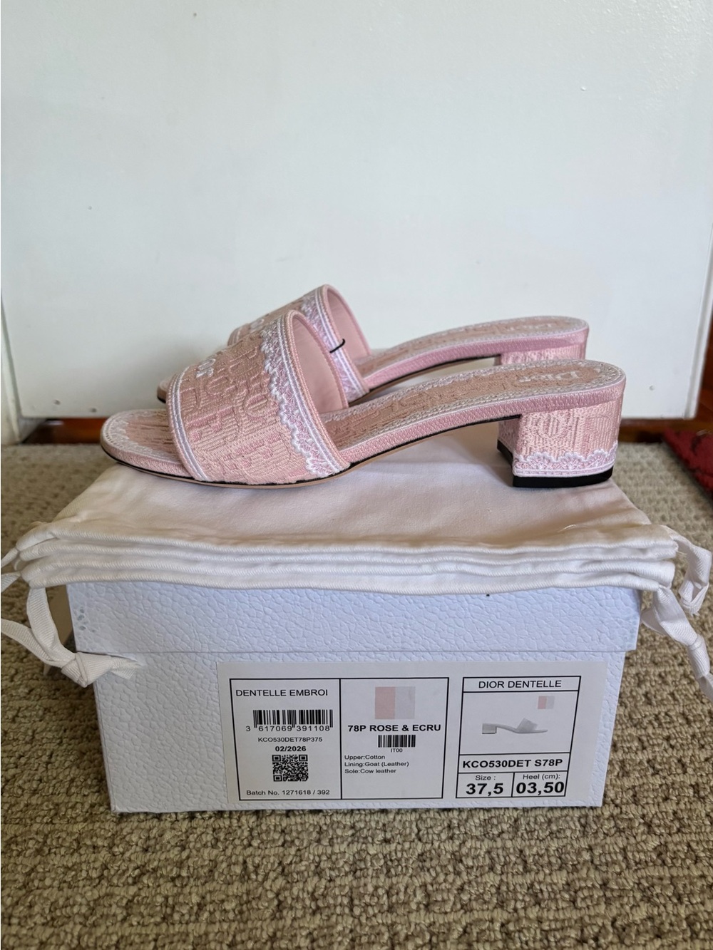 Dior Blush Pink Embroidered Slide Mules - Picture 3 of 7